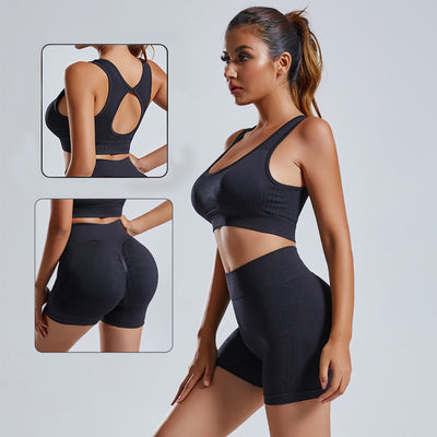 2pcs Yoga Set Women's Vest And Shorts Tracksuit Seamless Workout Sportswear Gym Clothing High Waist Leggings Fitness Sports Suits - CLOTHFN