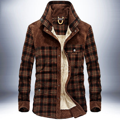 Winter Jacket Men Thicken Warm Fleece Jackets Coats Pure Cotton Plaid Jacket Military Clothes - CLOTHFN
