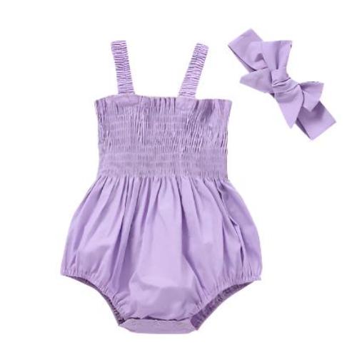 Infant Baby Girls 2Pcs Summer Outfits, Sleeveless Frill Smoc - CLOTHFN