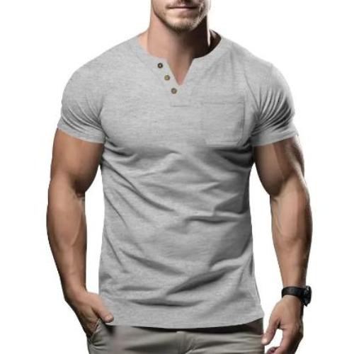 Casual T-shirt V-neck Fashion Slim Men's Short Sleeve - CLOTHFN