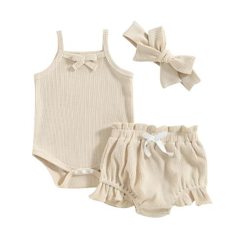 Children's Summer Waffle Suspender Bow Set - CLOTHFN