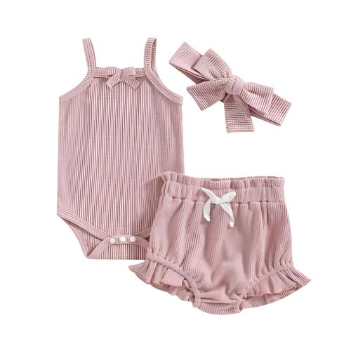 Children's Summer Waffle Suspender Bow Set - CLOTHFN