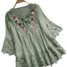 European And American V-neck Loose Blouse - CLOTHFN