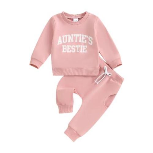 Girls Fashion Simple Letter Print Sweatshirt Suit - CLOTHFN