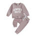 Girls Fashion Simple Letter Print Sweatshirt Suit - CLOTHFN