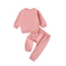 Girls' Printed Solid Color Hoodie Trousers Casual Two-piece Suit - CLOTHFN