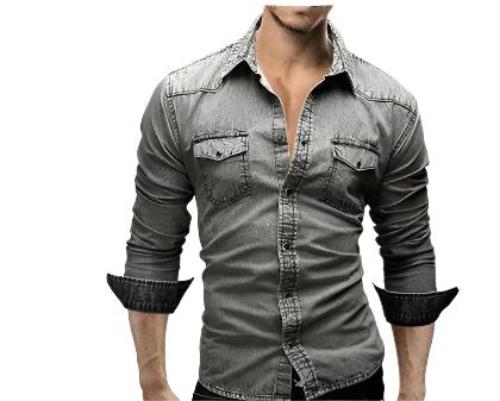 Men Shirt Brand Male Long Sleeve Shirts Casual Solid Slim Fit - CLOTHFN