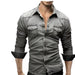 Men Shirt Brand Male Long Sleeve Shirts Casual Solid Slim Fit - CLOTHFN