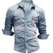 Men Shirt Brand Male Long Sleeve Shirts Casual Solid Slim Fit - CLOTHFN