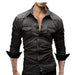 Men Shirt Brand Male Long Sleeve Shirts Casual Solid Slim Fit - CLOTHFN