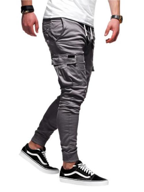 Tethered Elastic Sports Baggy Pants Long Casual Pants Jogging Pants - CLOTHFN