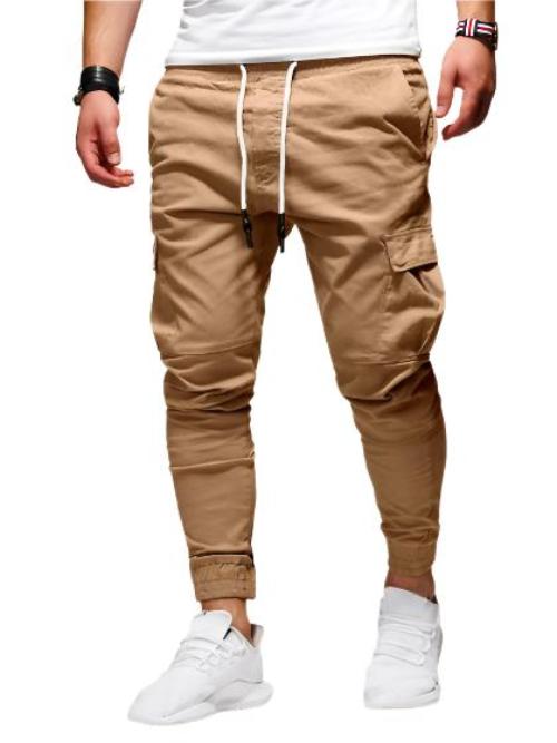 Tethered Elastic Sports Baggy Pants Long Casual Pants Jogging Pants - CLOTHFN