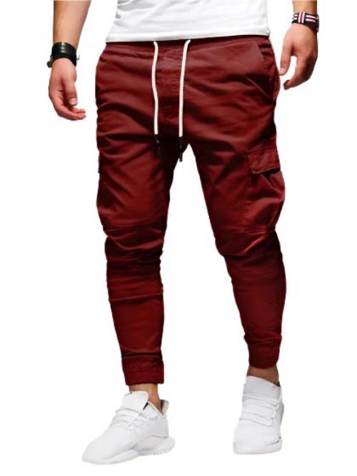 Tethered Elastic Sports Baggy Pants Long Casual Pants Jogging Pants - CLOTHFN