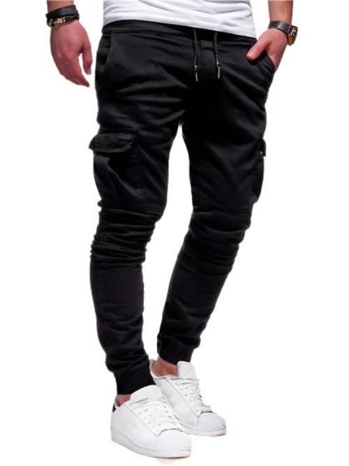 Tethered Elastic Sports Baggy Pants Long Casual Pants Jogging Pants - CLOTHFN