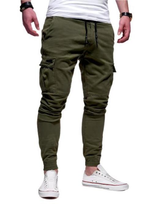 Tethered Elastic Sports Baggy Pants Long Casual Pants Jogging Pants - CLOTHFN