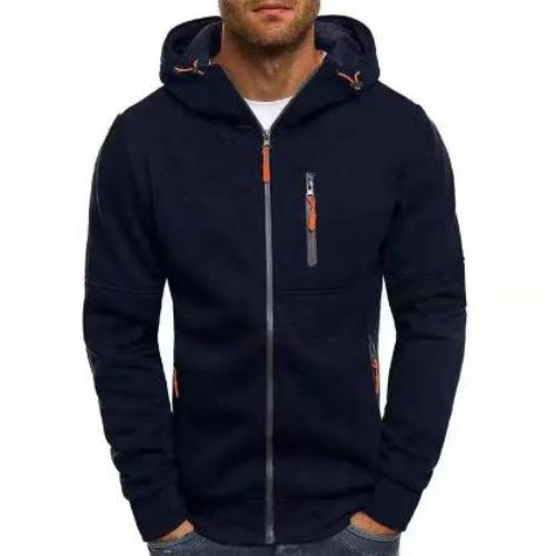 Men's Casual Sports Fitness Solid Color Cardigan Zipper Hooded Sweater - CLOTHFN