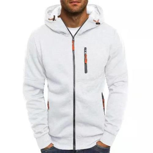 Men's Casual Sports Fitness Solid Color Cardigan Zipper Hooded Sweater - CLOTHFN