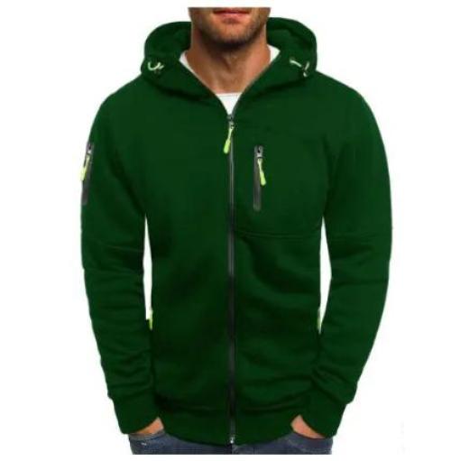 Men's Casual Sports Fitness Solid Color Cardigan Zipper Hooded Sweater - CLOTHFN