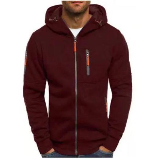 Men's Casual Sports Fitness Solid Color Cardigan Zipper Hooded Sweater - CLOTHFN