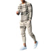 Men's Round Neck Striped Sweatshirt Suit - CLOTHFN