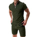 Men's Summer Casual Sportswear Set - Comfortable Waffle-Knit & Shorts - CLOTHFN