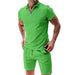 Men's Summer Casual Sportswear Set - Comfortable Waffle-Knit & Shorts - CLOTHFN