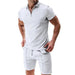 Men's Summer Casual Sportswear Set - Comfortable Waffle-Knit & Shorts - CLOTHFN