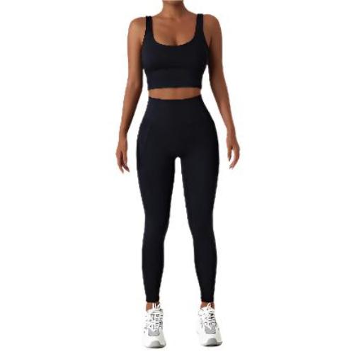 Quick-drying Tight Yoga Clothing Women's Pocket Running Sports Suit - CLOTHFN