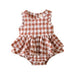 Summer Baby Girl Sleeveless Plaid Baby's Gown - CLOTHFN