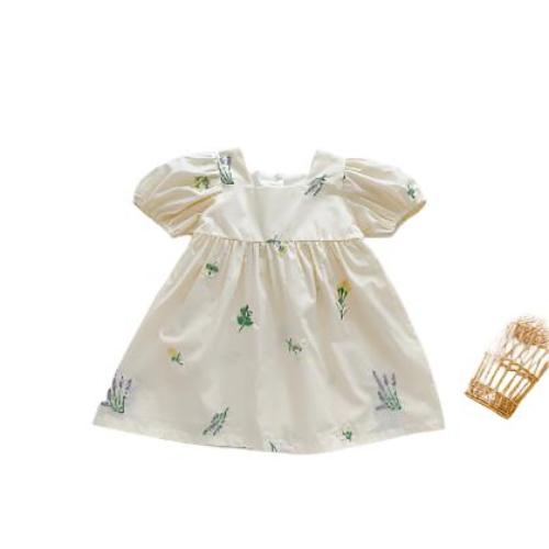 Thin Cotton Embroidery Puff Short Sleeve Baby Bodysuit Jumpsuit - CLOTHFN