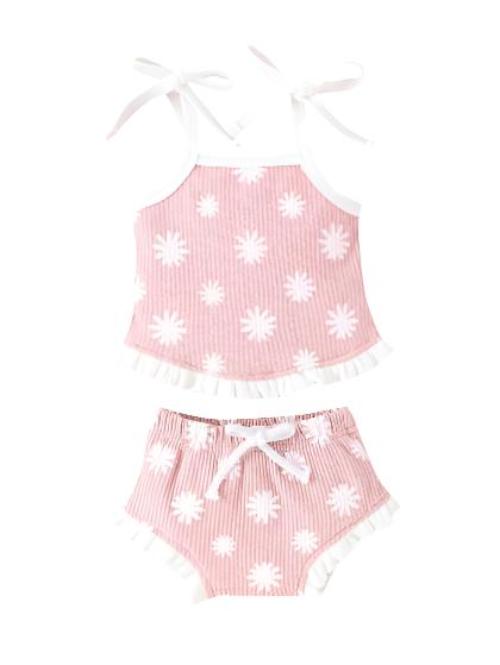 Waffle Two-piece Set Baby Triangle Shorts Suit - CLOTHFN