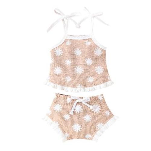 Waffle Two-piece Set Baby Triangle Shorts Suit - CLOTHFN