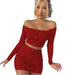 Woman Off Shoulder  2 Pcs Set Bodycon - CLOTHFN