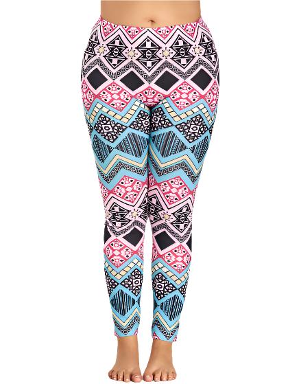 Women 3D printed large size leggings - CLOTHFN