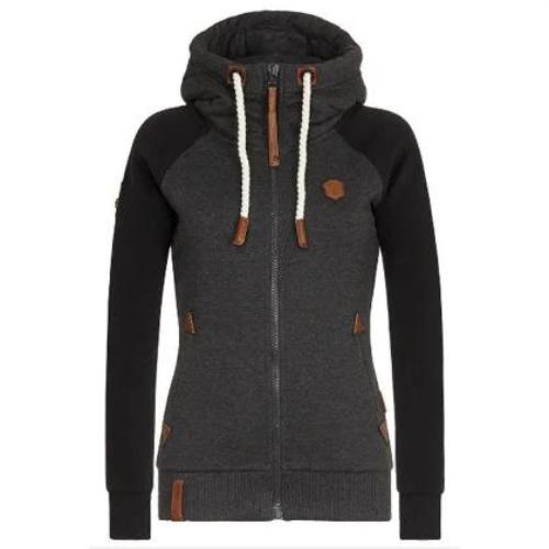 Women Contrast Hooded Sweatshirt - CLOTHFN