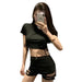 Double Buckle Design High Waist Stretch Tight Shorts For Women - CLOTHFN