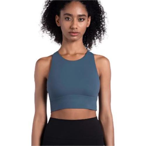 Fitness Cross Back Underwear Strappy Longline Yoga Bras Supportive Round Neck Gym Tops - CLOTHFN