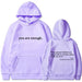 Women Hoodies Fleece-lined Plain Letter Print Pocket Drawstring Print - CLOTHFN