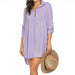 Women New Style Shirt Deep V Neckline Fashion Beach Anti Sprinkling Swimsuit Shirt - CLOTHFN