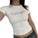 Women Small Design Letter Rhinestone Slim Top - CLOTHFN