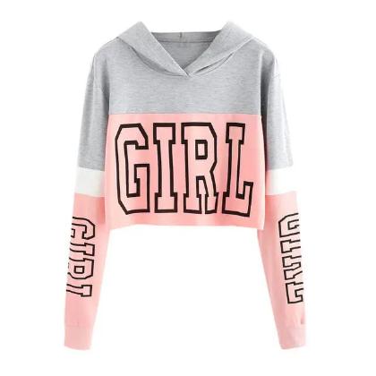 Women Sweatshirt Hoodies  Patchwork Lett - CLOTHFN