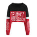 Women Sweatshirt Hoodies  Patchwork Lett - CLOTHFN