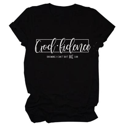 Women T-Shirt Letter Casual Loose Hedging - CLOTHFN