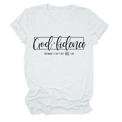 Women T-Shirt Letter Casual Loose Hedging - CLOTHFN