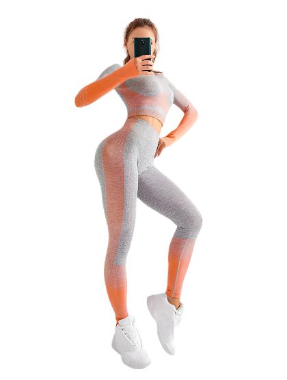 LANTECH Women Yoga Sets Gym Fitness Athletic 2 Pcs Sports Suits Set Pants Leggings Sportswear Leggings Seamless Sports Shirts - CLOTHFN