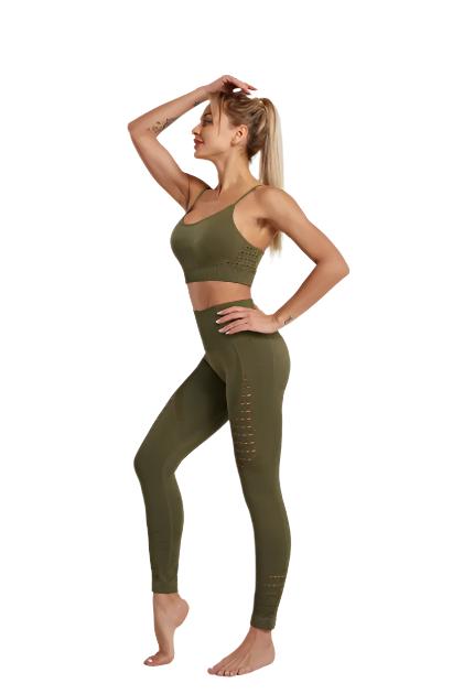 Women Yoga Sports Wireless Workout Bra High Waist Suit - CLOTHFN