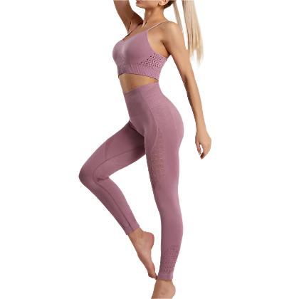 Women Yoga Sports Wireless Workout Bra High Waist Suit - CLOTHFN