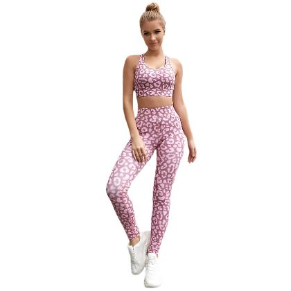 Workout Leggings Sports Leopard Suits Yoga Set Women - CLOTHFN