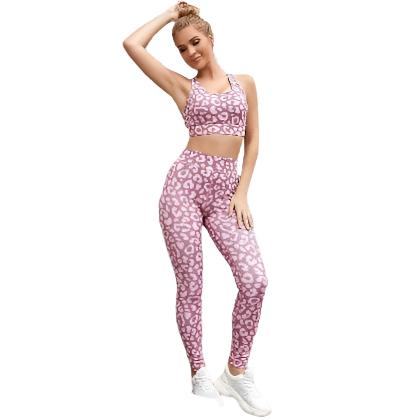 Workout Leggings Sports Leopard Suits Yoga Set Women - CLOTHFN