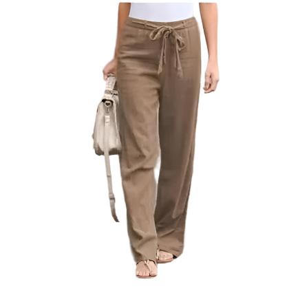 Women's Cotton And Linen Casual Solid Color Pants - CLOTHFN